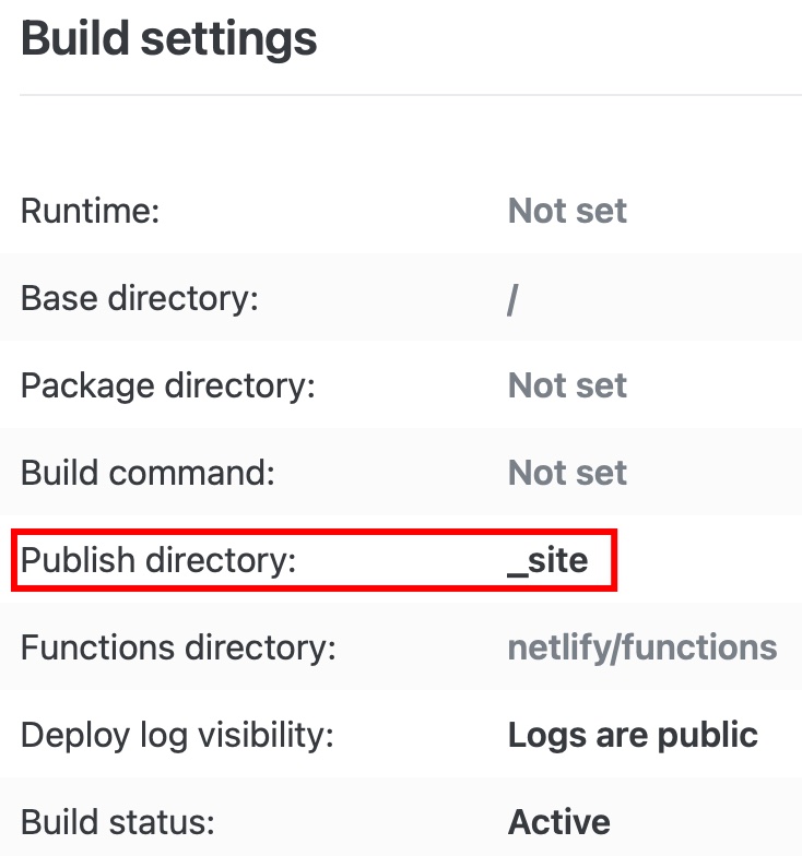 Figure 7: In “Publish Directory”, you’ll need to fill in _site or your own defined directory name
